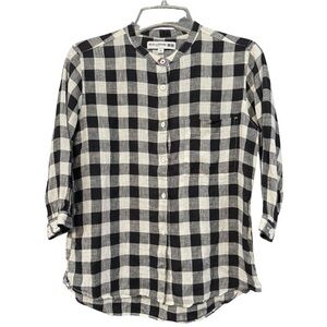 Uniqlo x Ines de la Fressange Gingham Check Blouse XS Black White